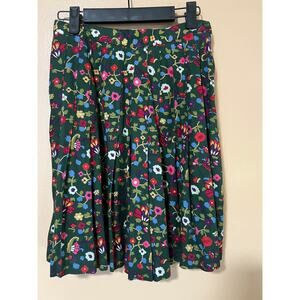 Rafferty Vintage 80s Green Multicolor Floral Pleated Midi Skirt Size 0 EUC